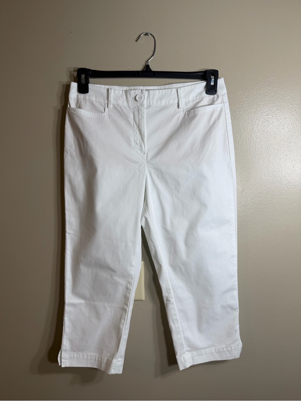 Talbots Petites White Stretch Cotton Capri Pants Size 8P